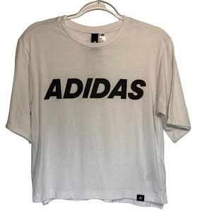 NWOT Adidas Logo Crop Top White w Black Logo Womens Size Small